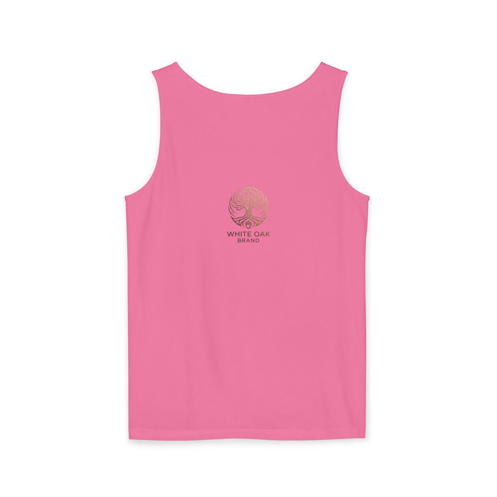 White Oak Brand Tank Top — Minimal Tree Logo Chest Print