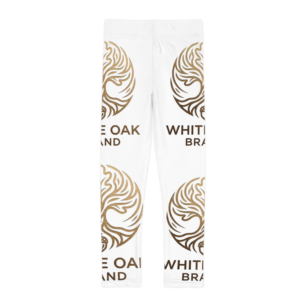 Kids Leggings — White Oak Brand Logo All-Over Print