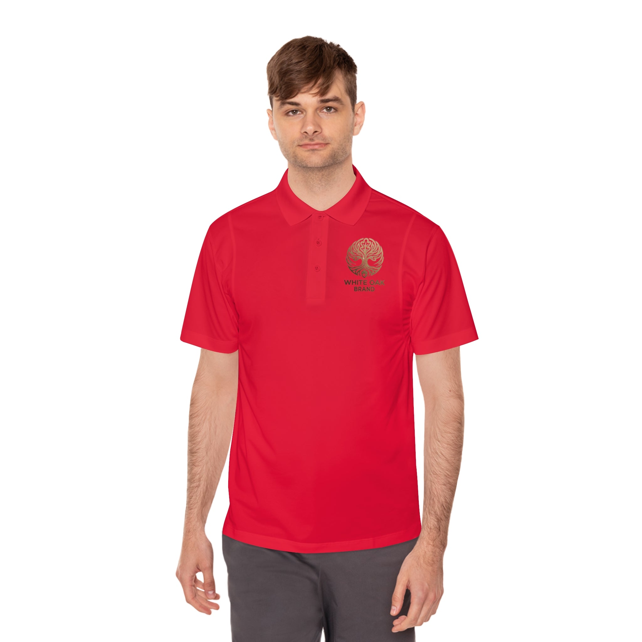 White Oak Brand Men's Polo Shirt — Embroidered Tree Logo