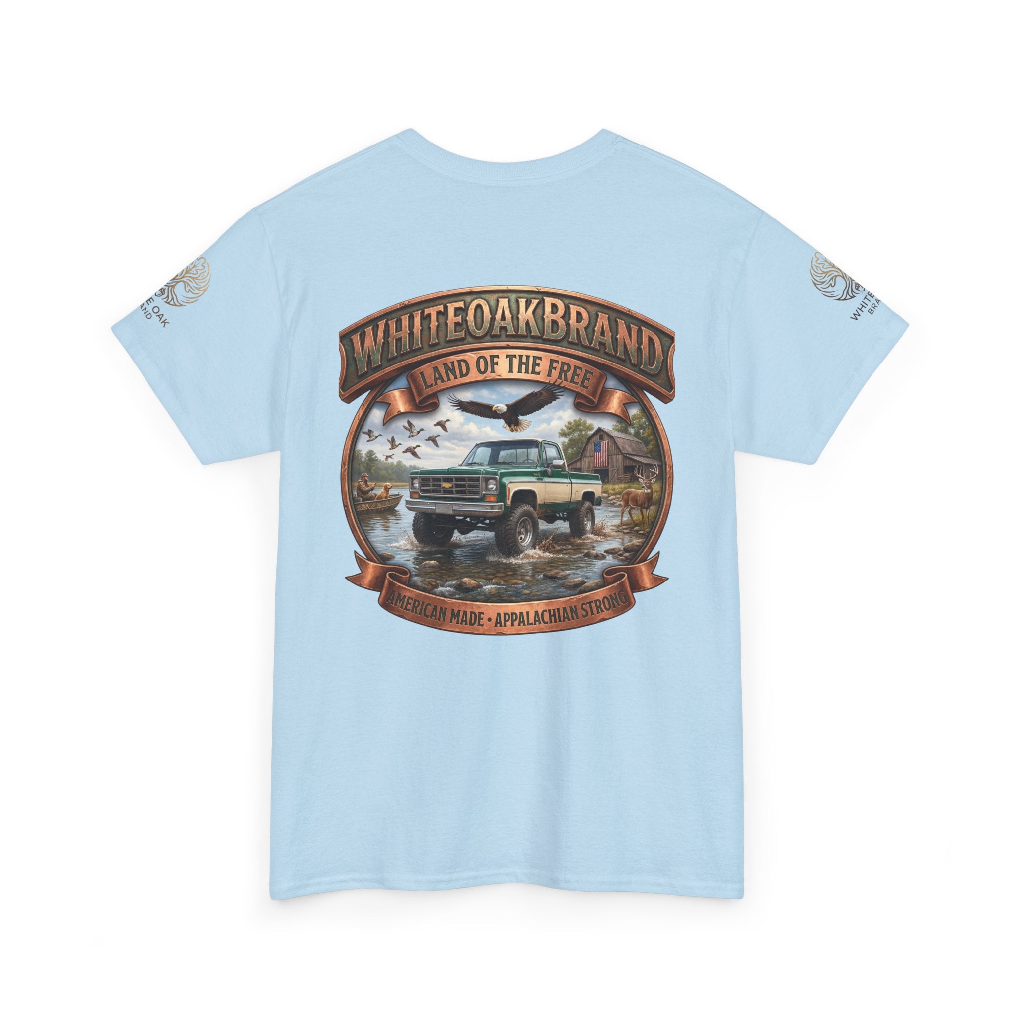 Vintage Truck Graphic Tee – WhiteOakBrand “Land of the Free” Cotton T-Shirt
