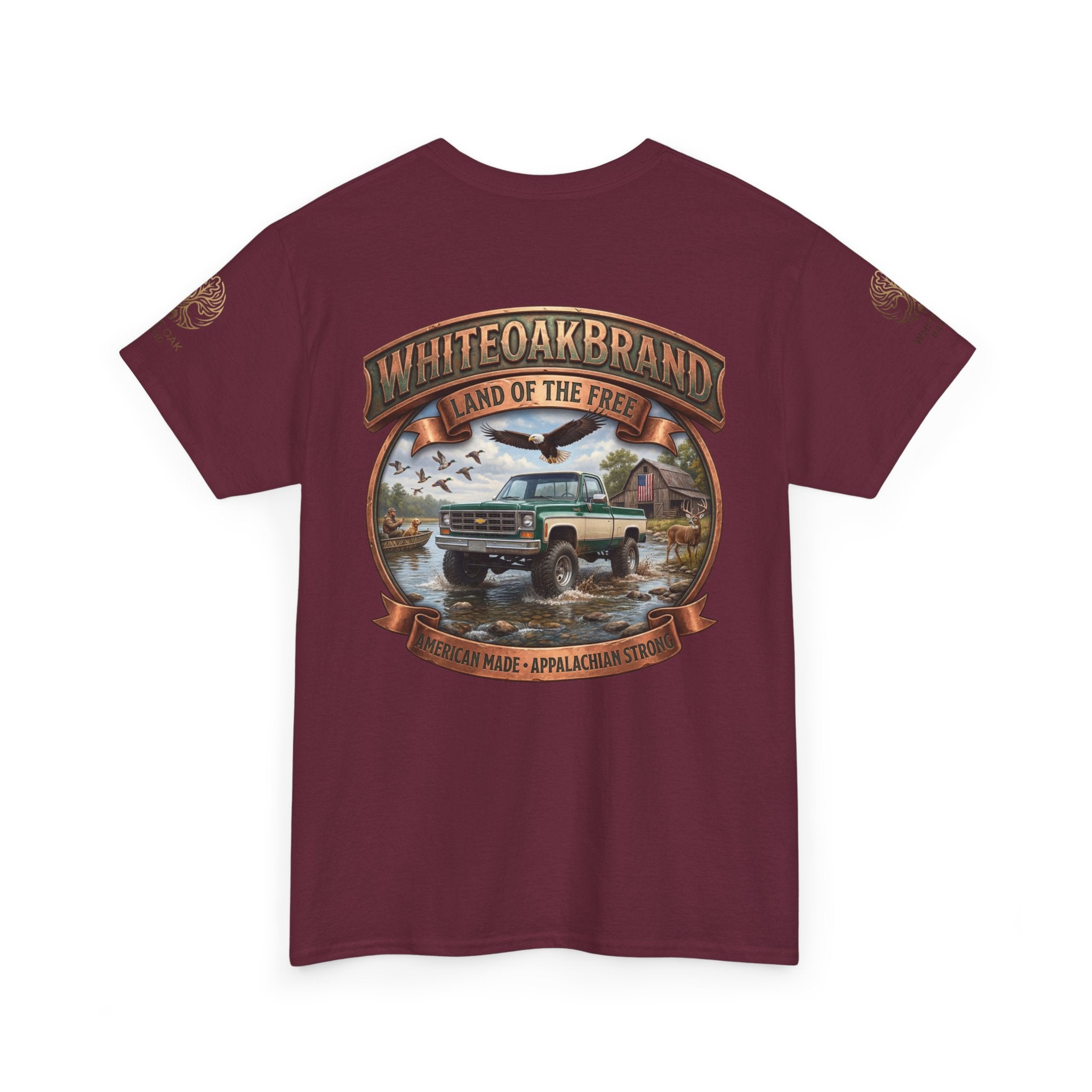 Vintage Truck Graphic Tee – WhiteOakBrand “Land of the Free” Cotton T-Shirt