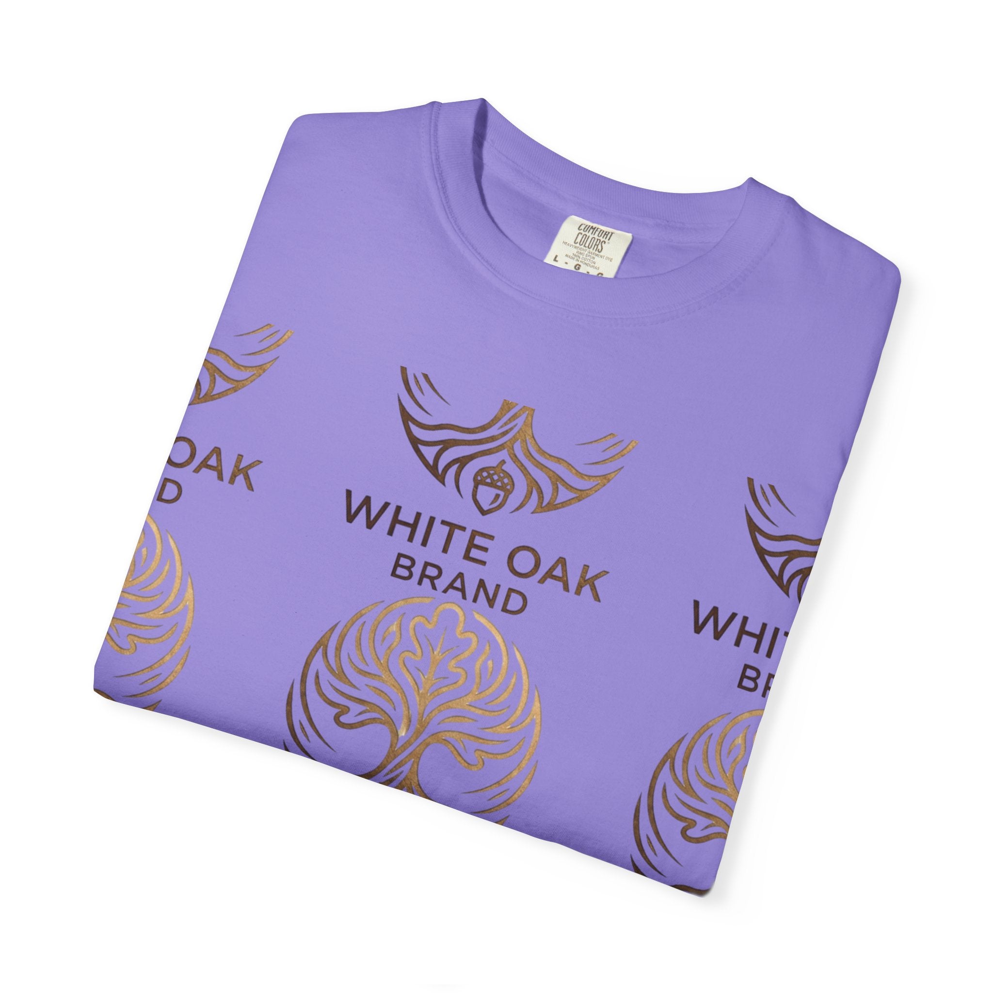 White Oak Brand Logo T-Shirt — Repeated Tree Emblem Tee