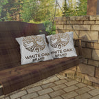 White Oak Brand Outdoor Pillow – Rustic Tree & Acorn Patio Cushion