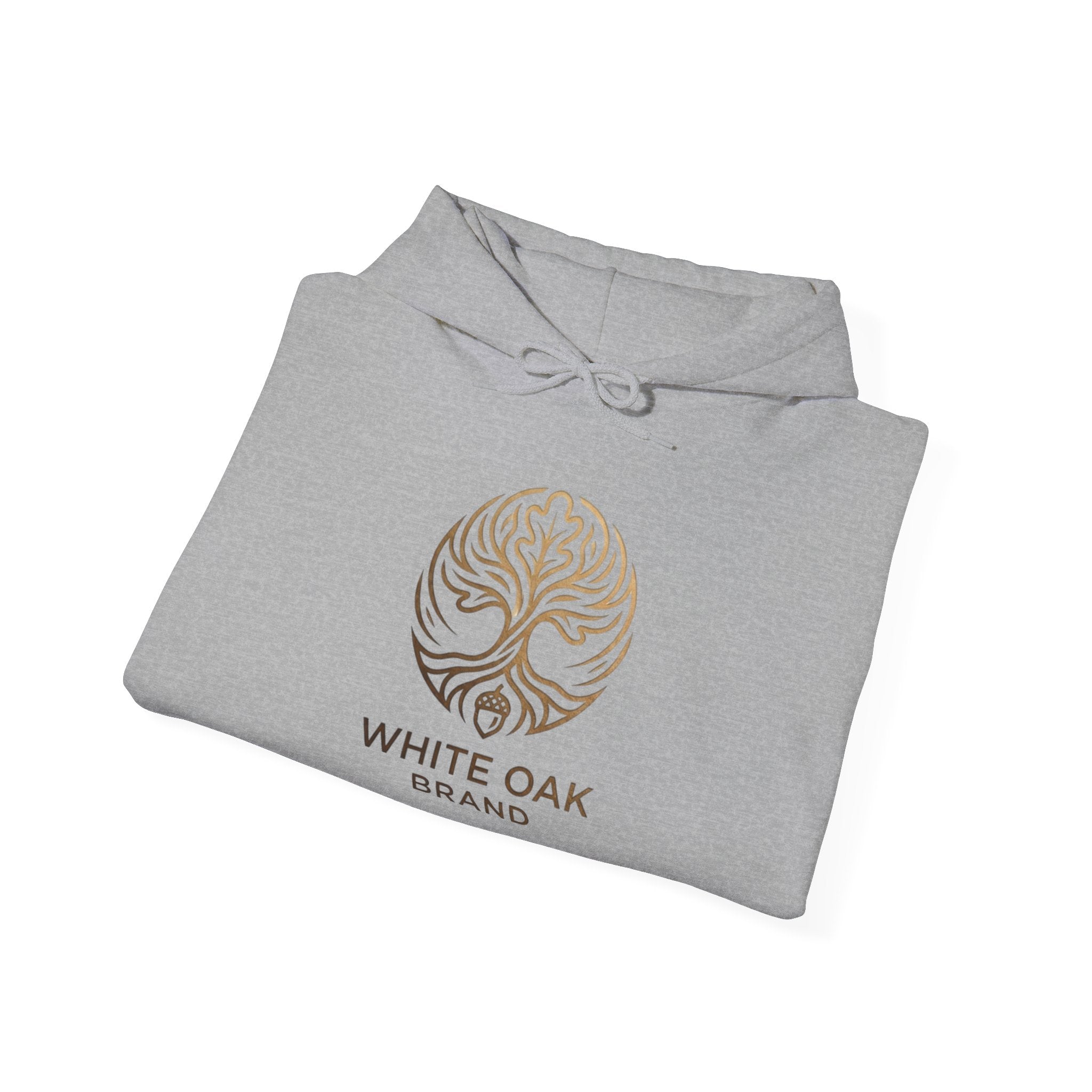 White Oak Brand Hoodie – Nature Logo Pullover with Scenic Back Emblem