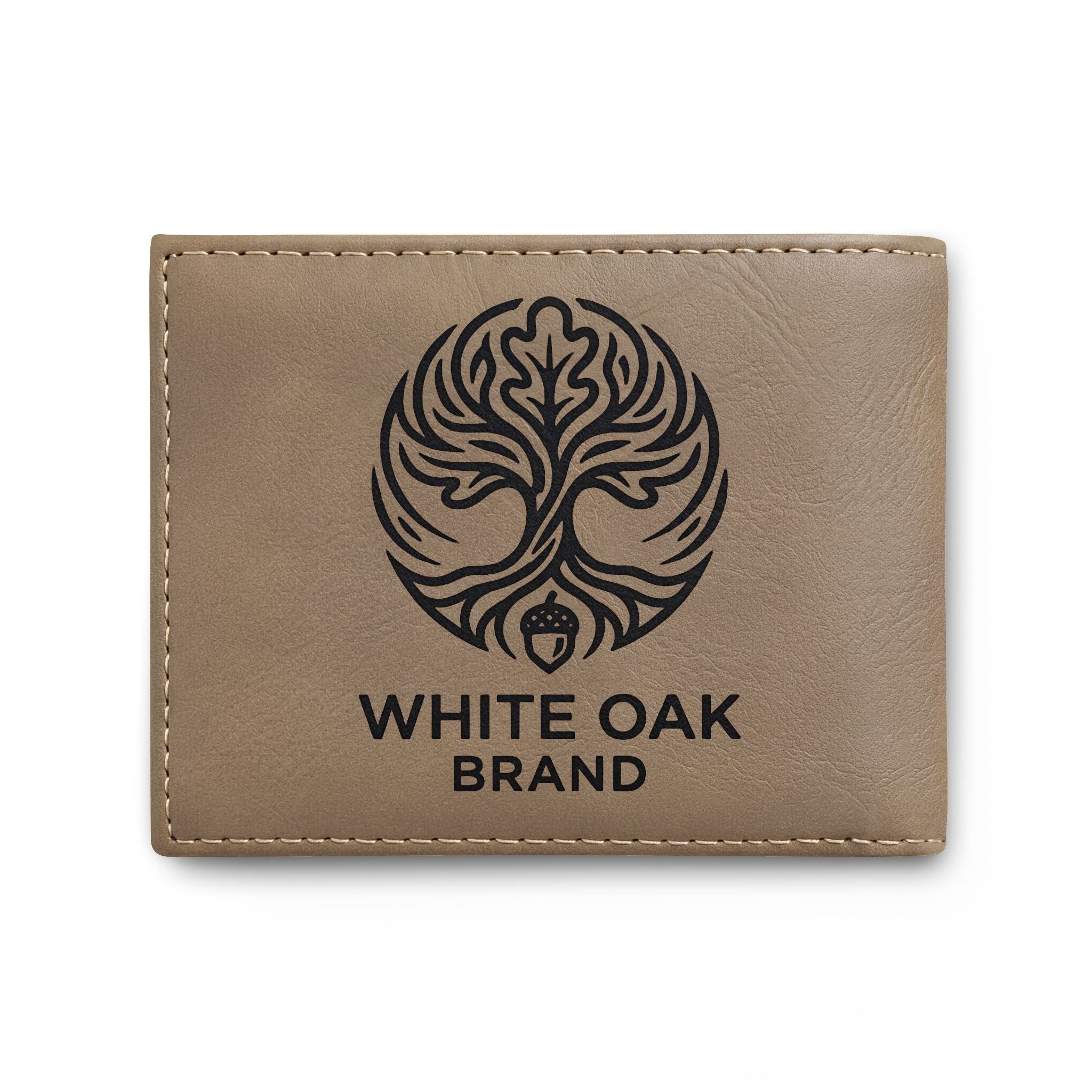 Leather Bi-Fold Wallet — White Oak Brand Tree Logo