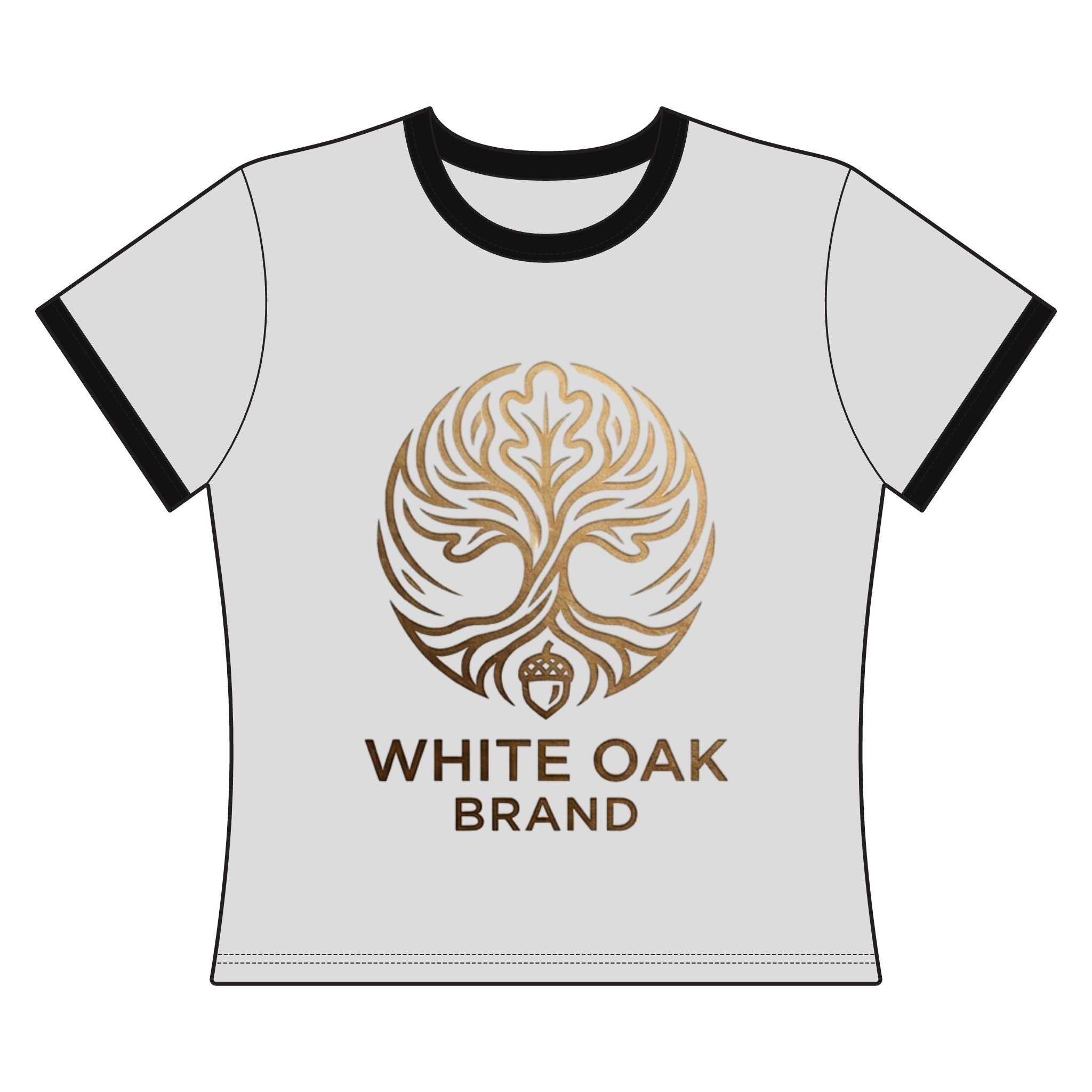 White Oak Brand Women's Ringer Tee — Retro Contrast Trim Graphic Tee