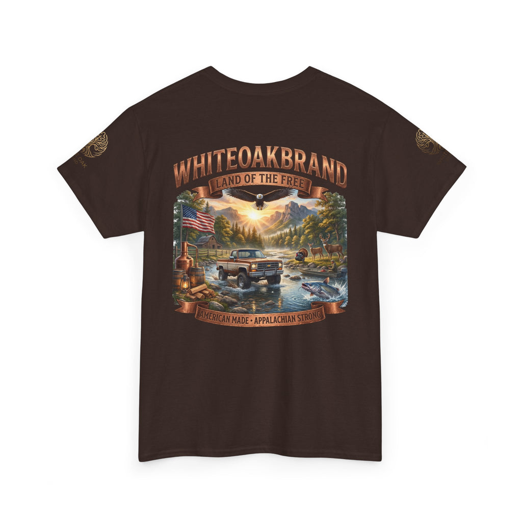 White Oak Brand 'Land of the Free' Graphic Tee — Patriotic Outdoorsman T-Shirt