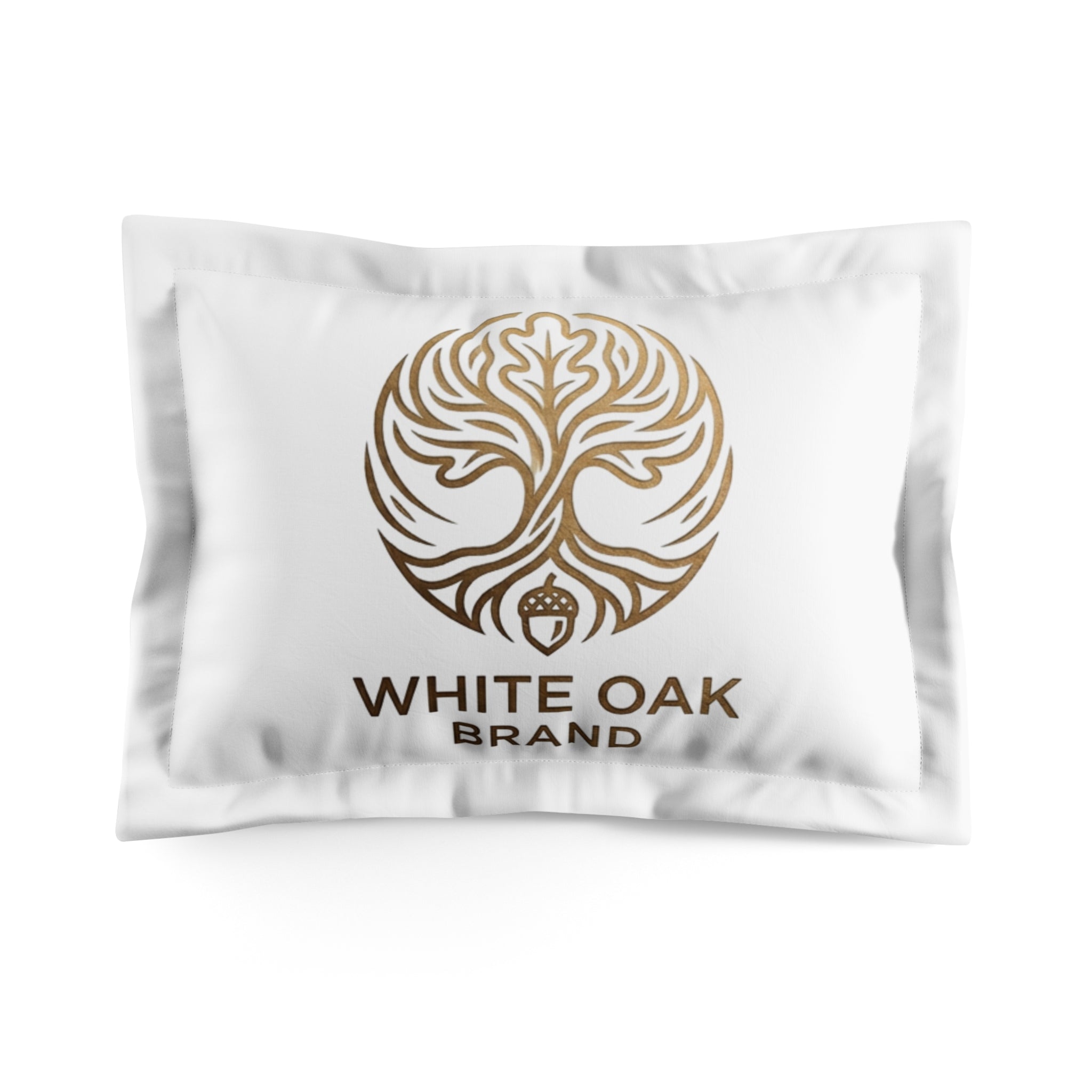 White Oak Brand Microfiber Pillow Sham — Elegant Gold Tree Logo Decorative Pillowcase