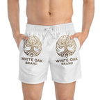 White Oak Brand Swim Trunks – Beach Shorts with Gold Tree Logo