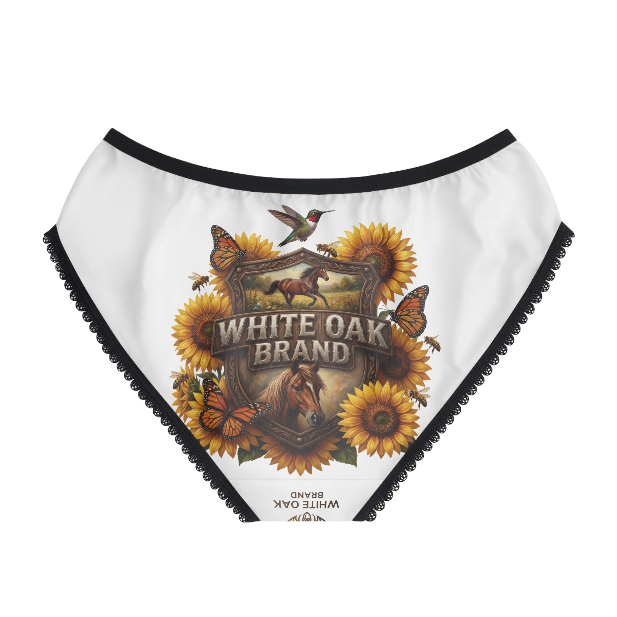 White Oak Brand Sunflower Briefs — Women's Floral Logo Underwear