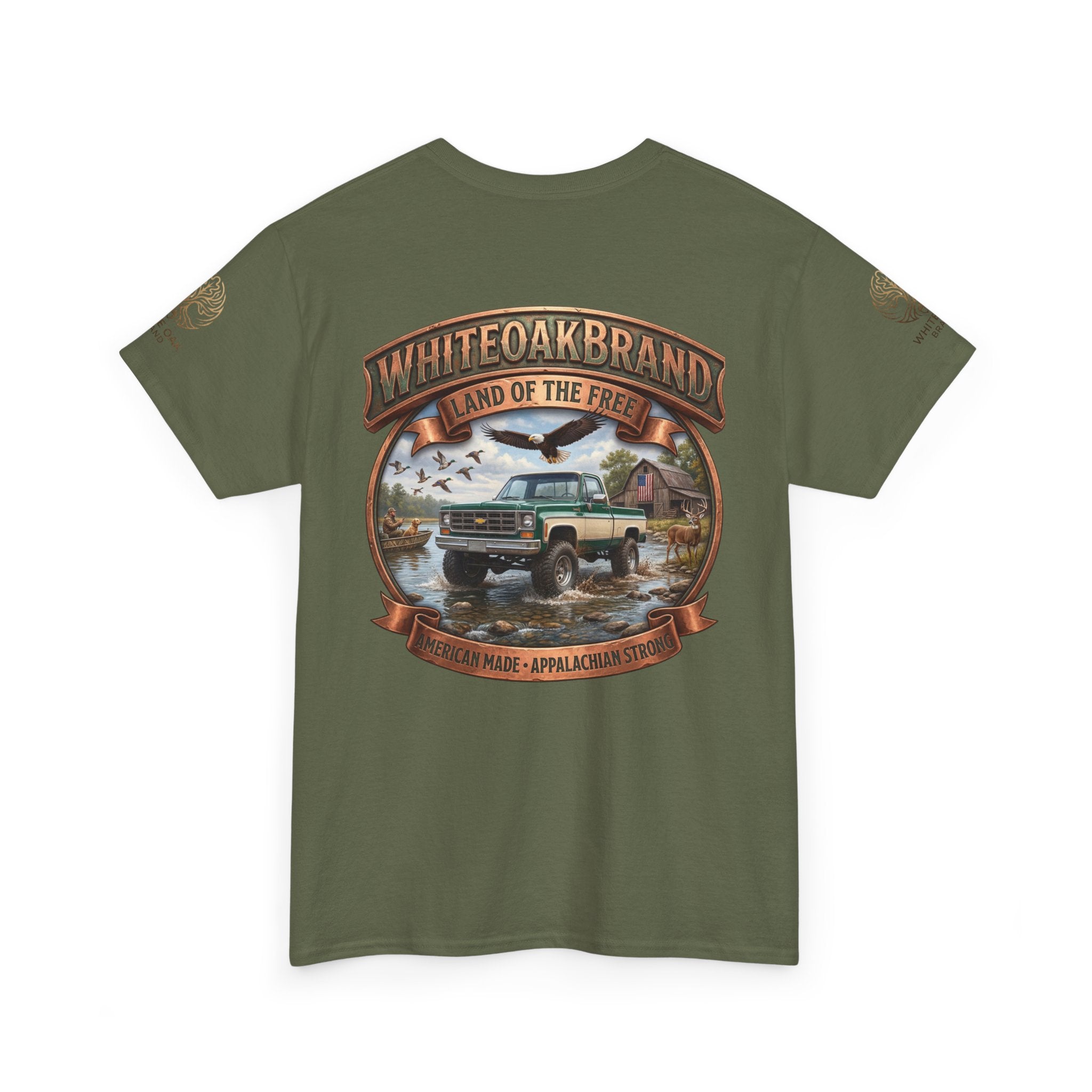 Vintage Truck Graphic Tee – WhiteOakBrand “Land of the Free” Cotton T-Shirt