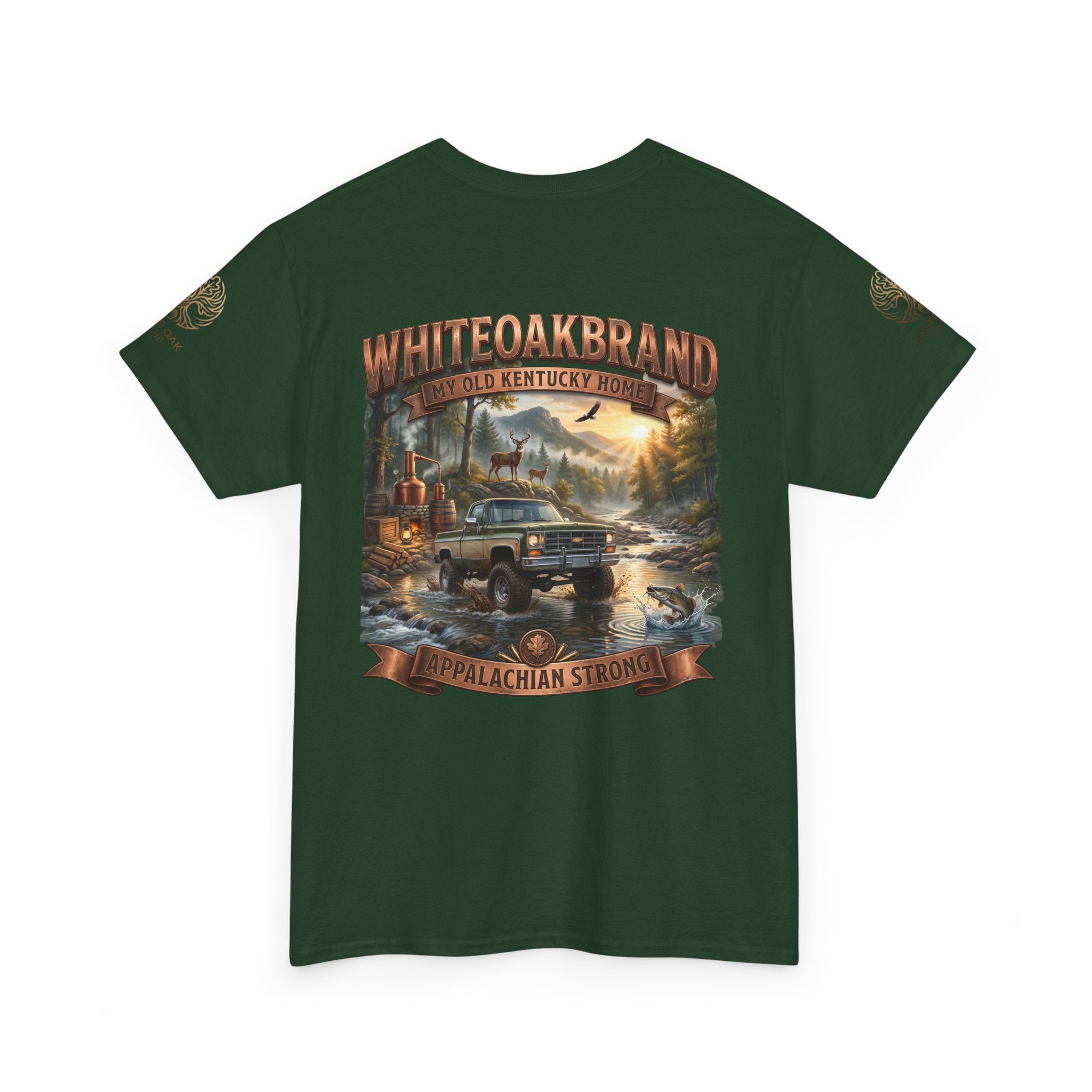 T-Shirt — White Oak Brand Appalachian Strength Graphic Tee (Truck, Mountains & River)