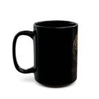 White Oak Brand Black Ceramic Mug — Gold Tree Logo Coffee Cup (11oz, 15oz)