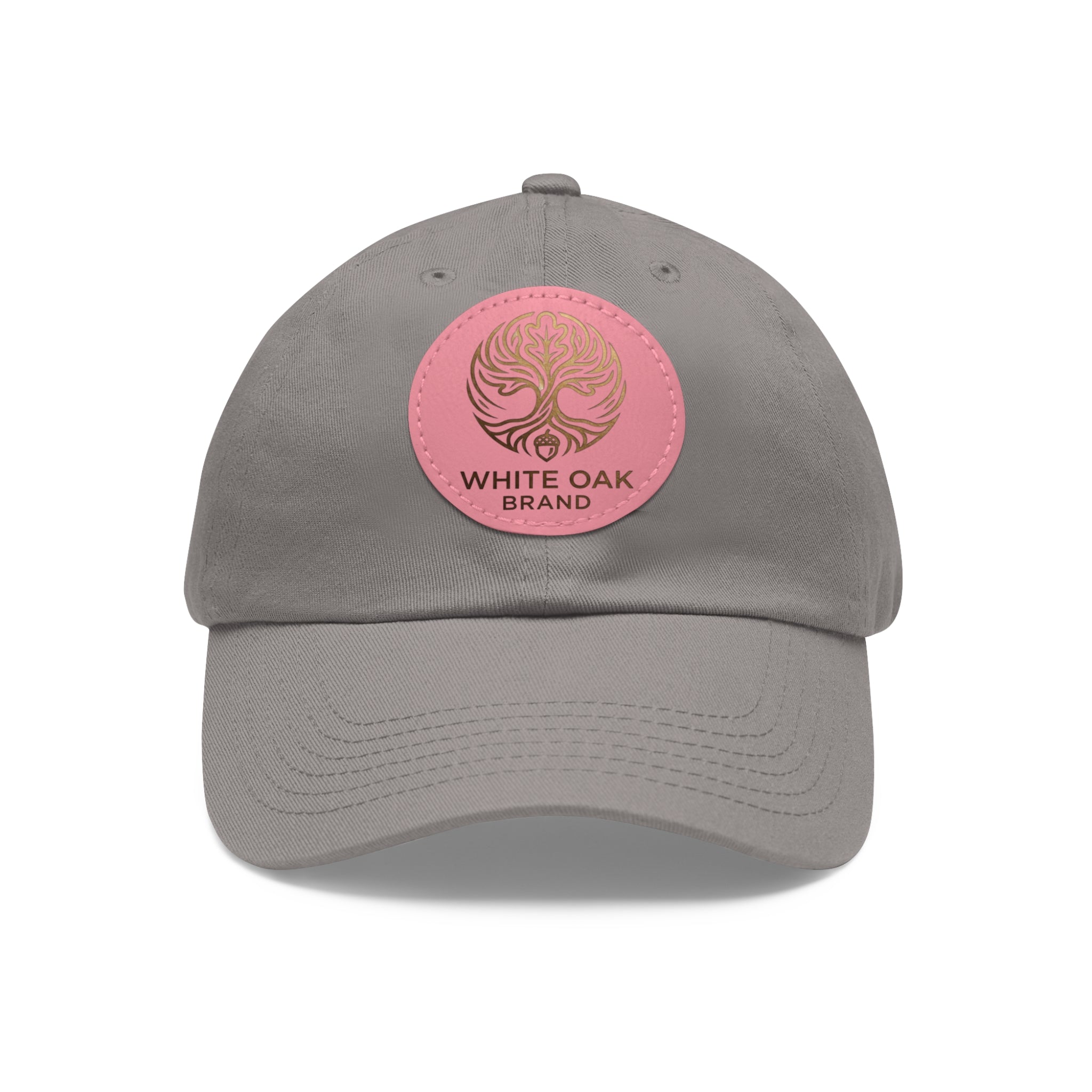 White Oak Leather Patch Dad Hat — Embossed Tree Logo Cap