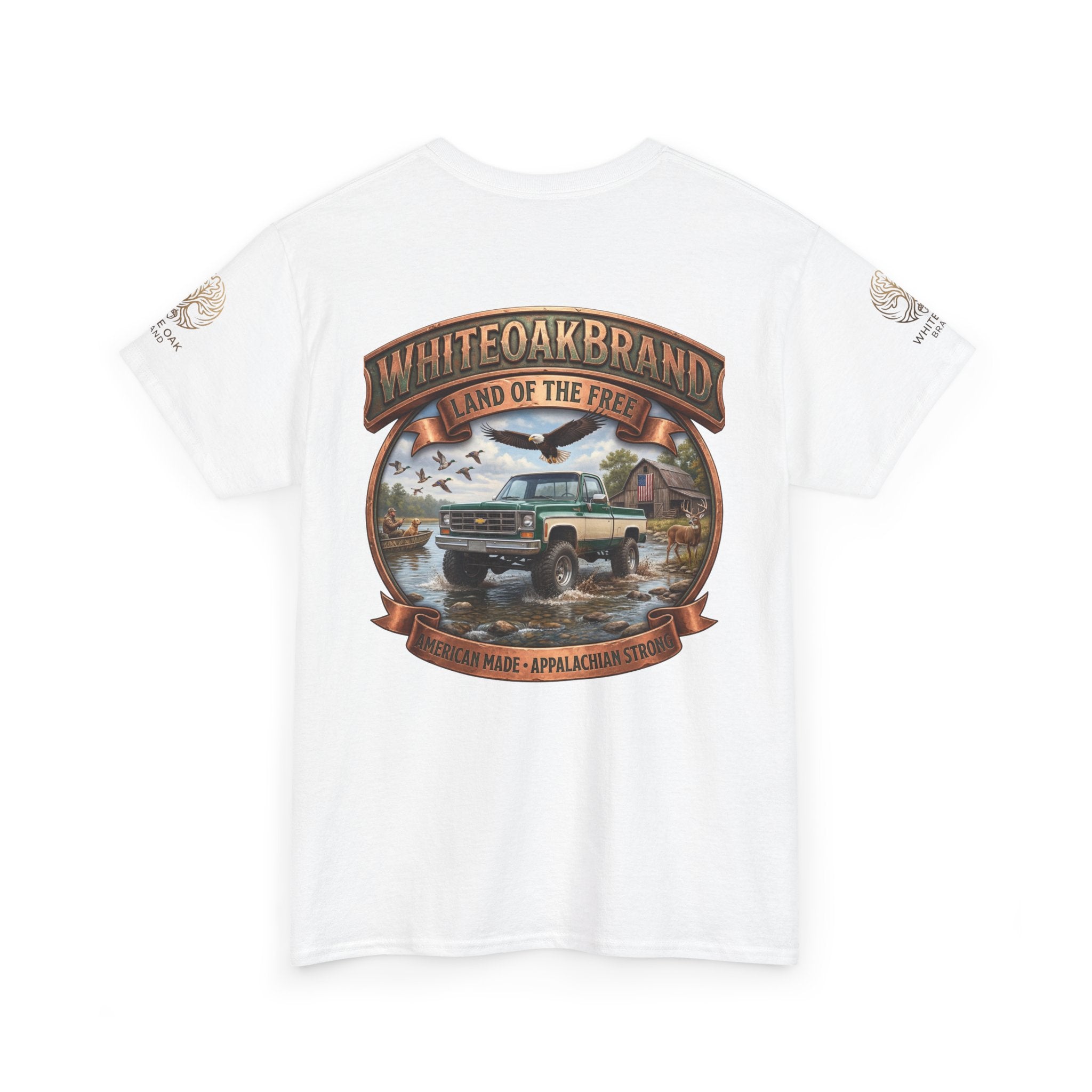 Vintage Truck Graphic Tee – WhiteOakBrand “Land of the Free” Cotton T-Shirt