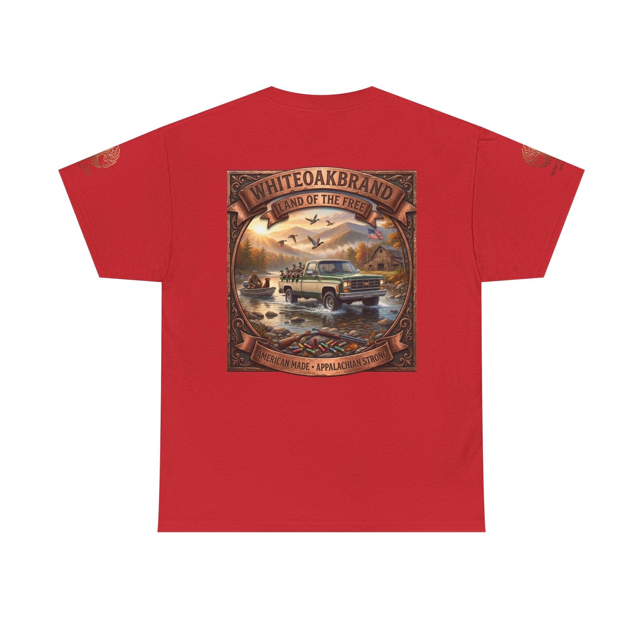 Vintage Outdoors Truck T‑Shirt — "White Oak Brand: Land of the Free" Graphic Tee