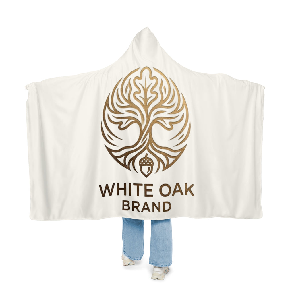 White Oak Hooded Snuggle Blanket – Cozy Branded Throw with Gold Tree Logo