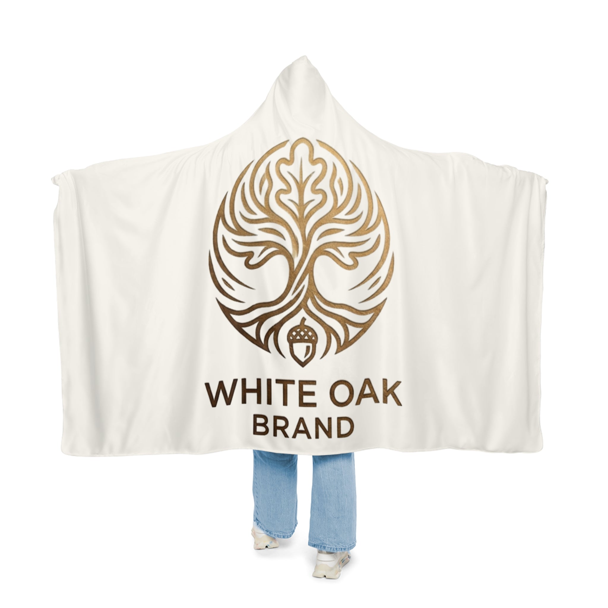 White Oak Hooded Snuggle Blanket – Cozy Branded Throw with Gold Tree Logo