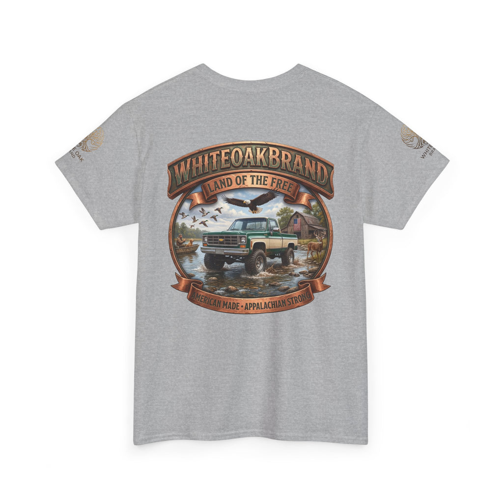 Vintage Truck Graphic Tee – WhiteOakBrand “Land of the Free” Cotton T-Shirt