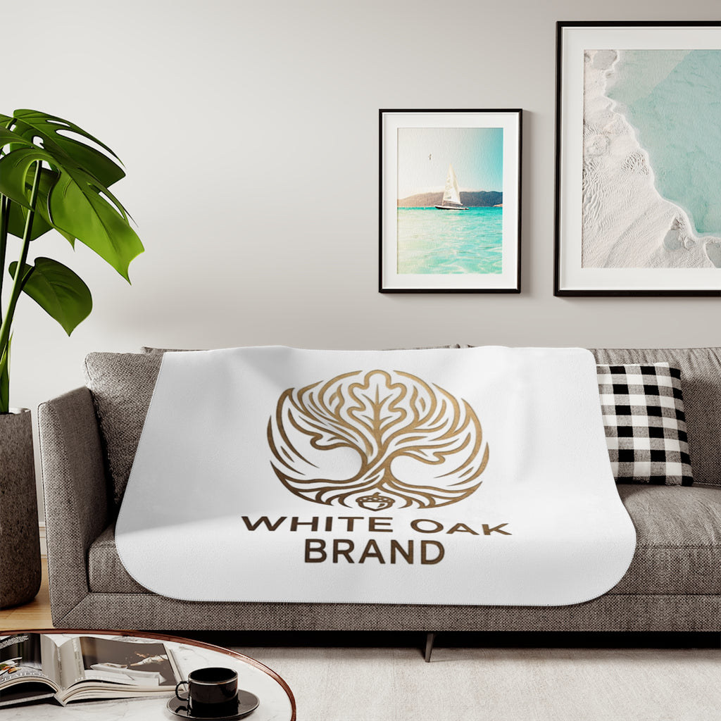 White Oak Logo Sherpa Blanket — Cozy Branded Throw for Home & Gifts