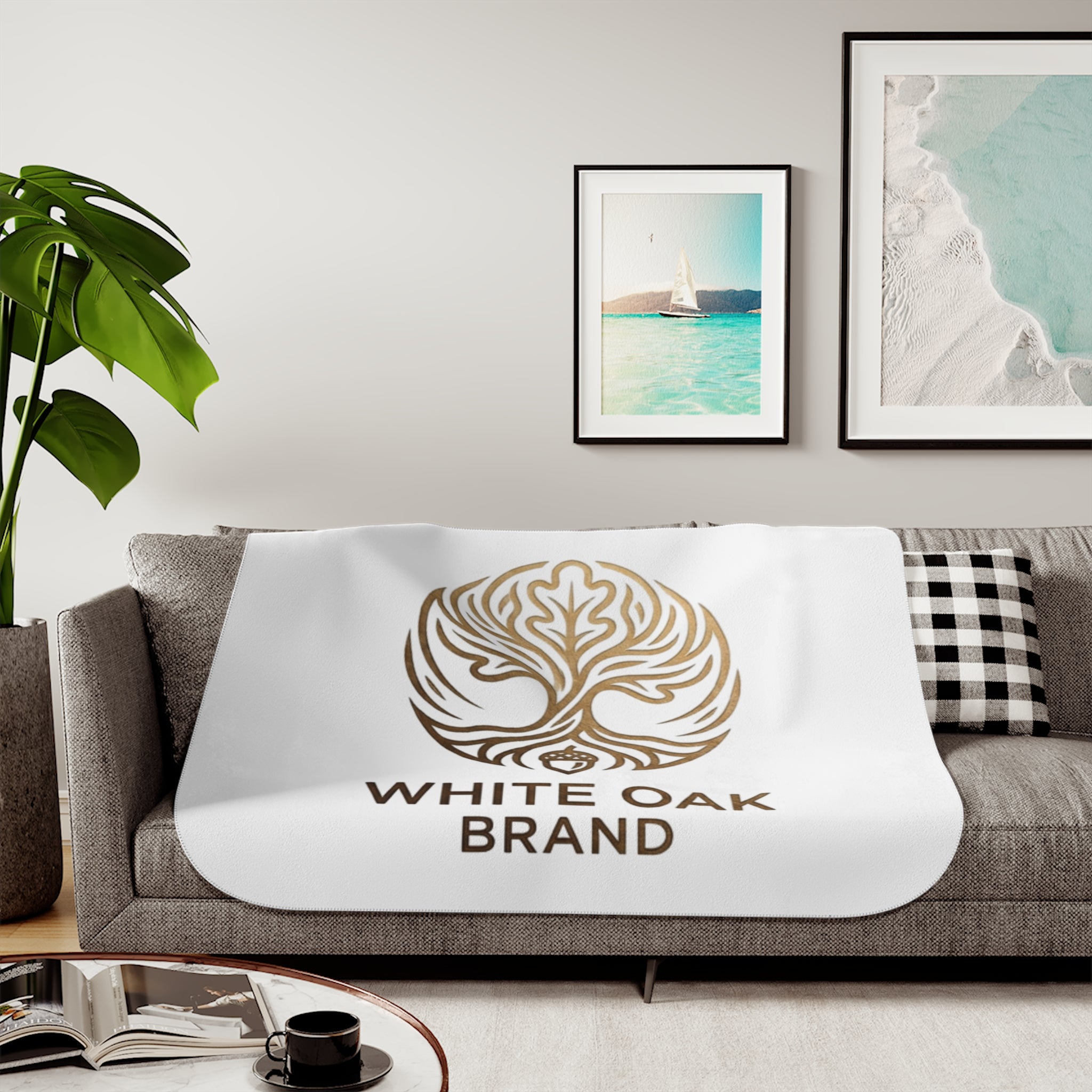 White Oak Logo Sherpa Blanket — Cozy Branded Throw for Home & Gifts