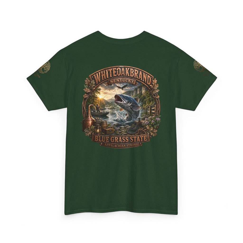 Fishing Graphic Tee — "White Oak Brand" Bluegrass State Catfish Shirt