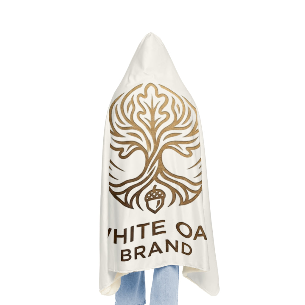 White Oak Hooded Snuggle Blanket – Cozy Branded Throw with Gold Tree Logo