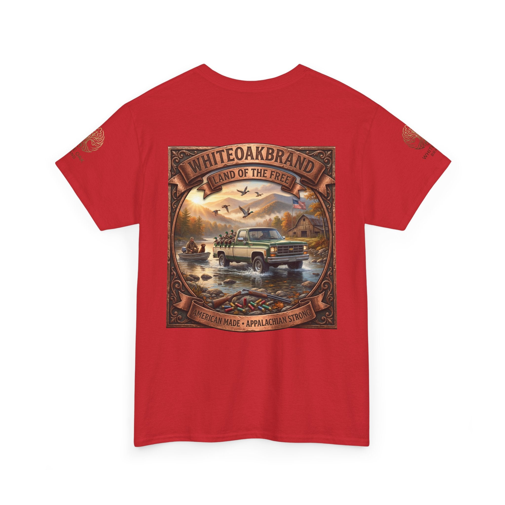 Vintage Outdoors Truck T‑Shirt — "White Oak Brand: Land of the Free" Graphic Tee