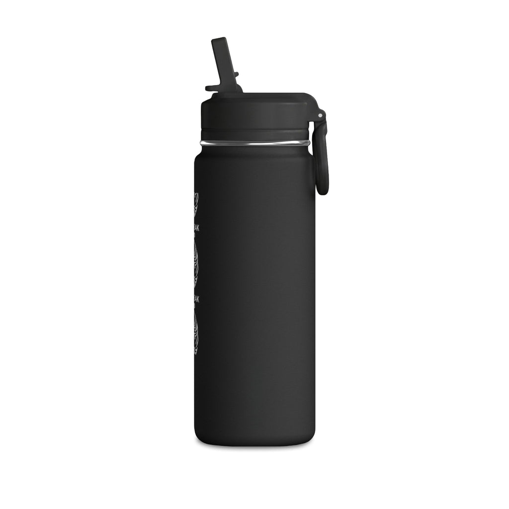 20oz Black Stainless Water Bottle — White Oak Brand Tree Ring Graphic