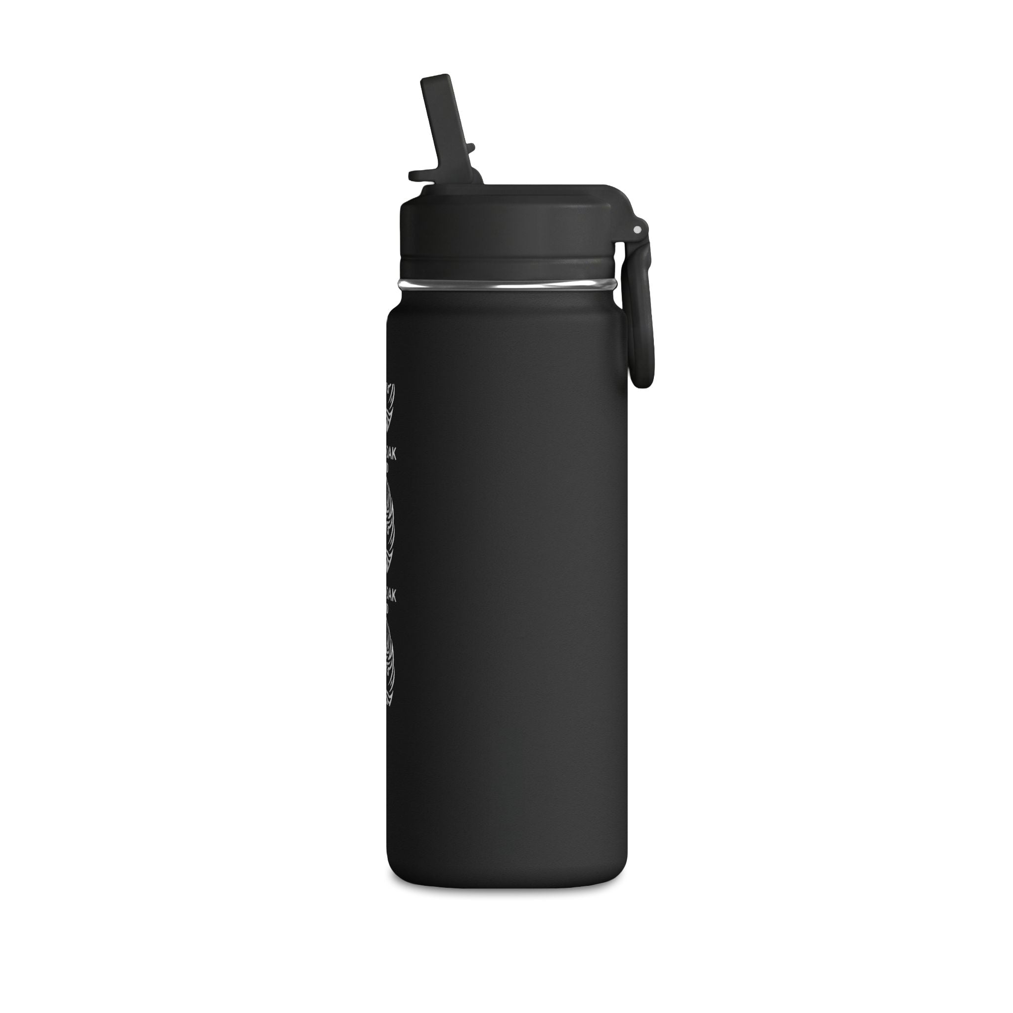 20oz Black Stainless Water Bottle — White Oak Brand Tree Ring Graphic
