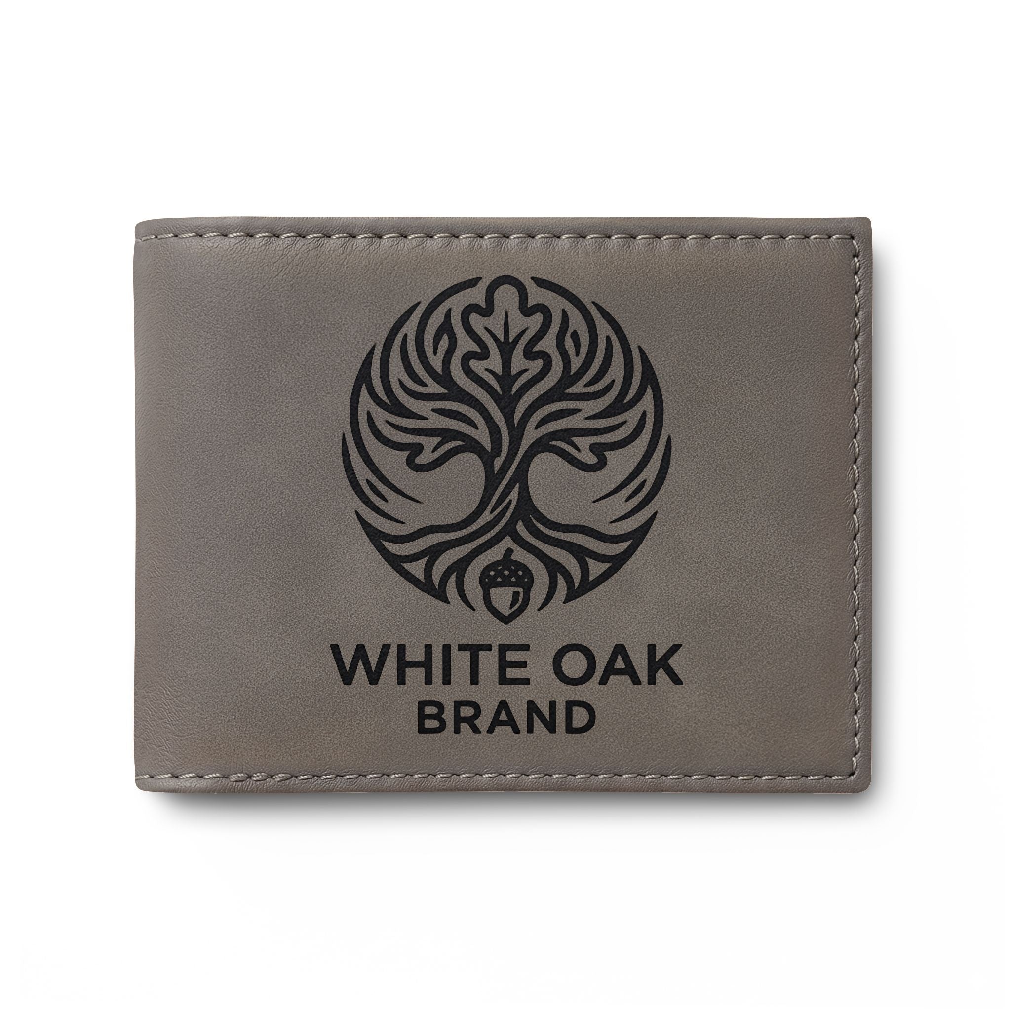 Leather Bi-Fold Wallet — White Oak Brand Tree Logo