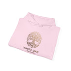 White Oak Brand Hoodie – Nature Logo Pullover with Scenic Back Emblem