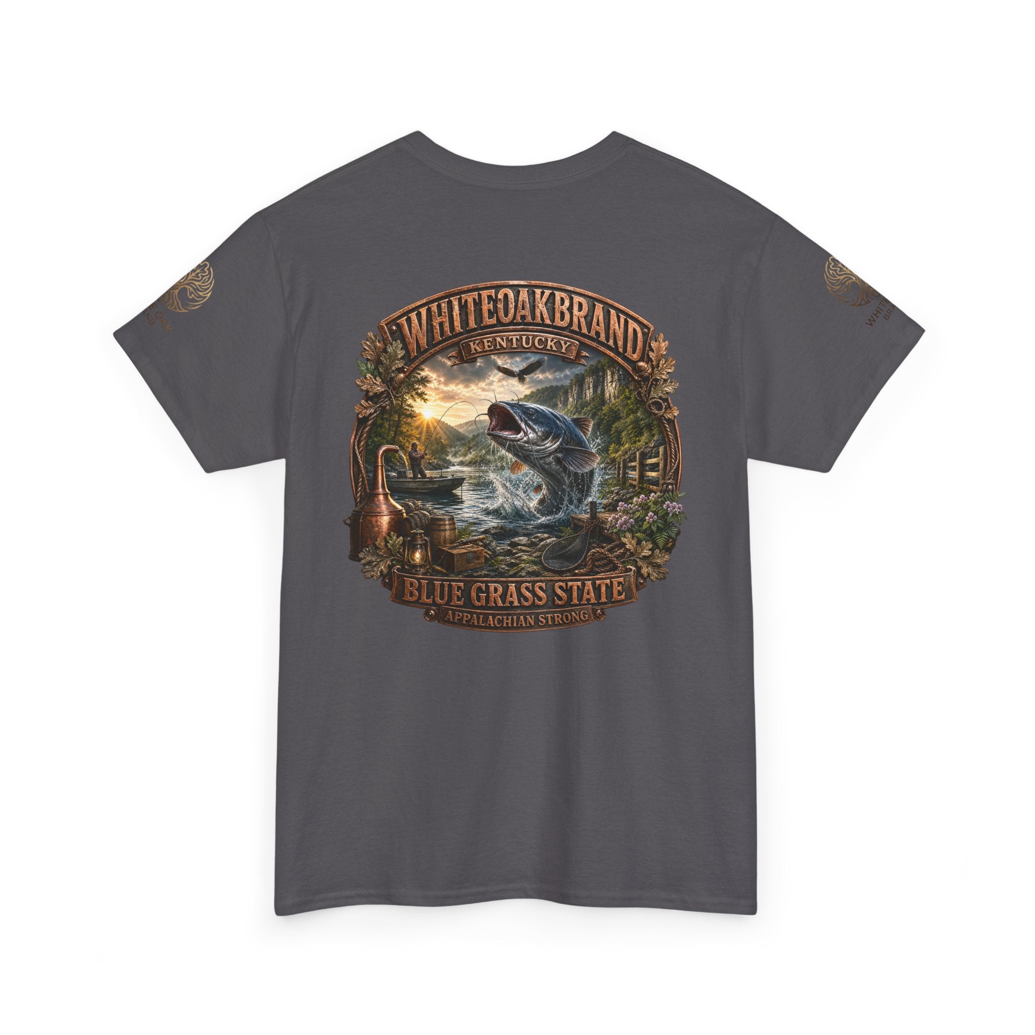 Fishing Graphic Tee — "White Oak Brand" Bluegrass State Catfish Shirt