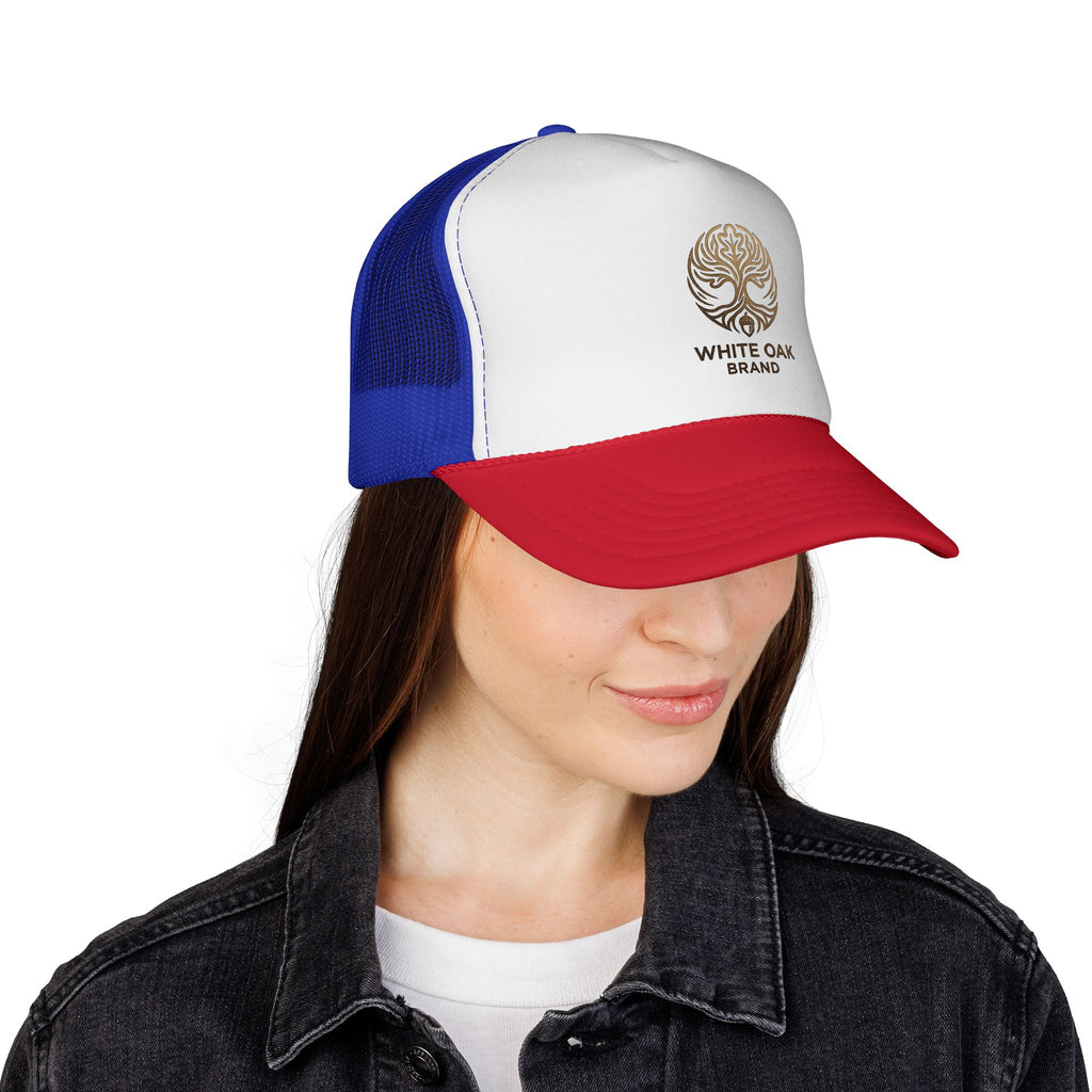 White Oak Brand Trucker Cap — Vintage Tree Logo Mesh Hat