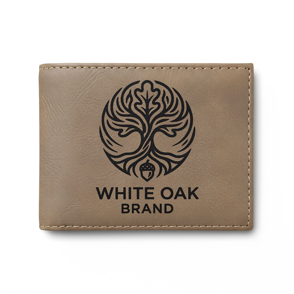 Leather Bi-Fold Wallet — White Oak Brand Tree Logo