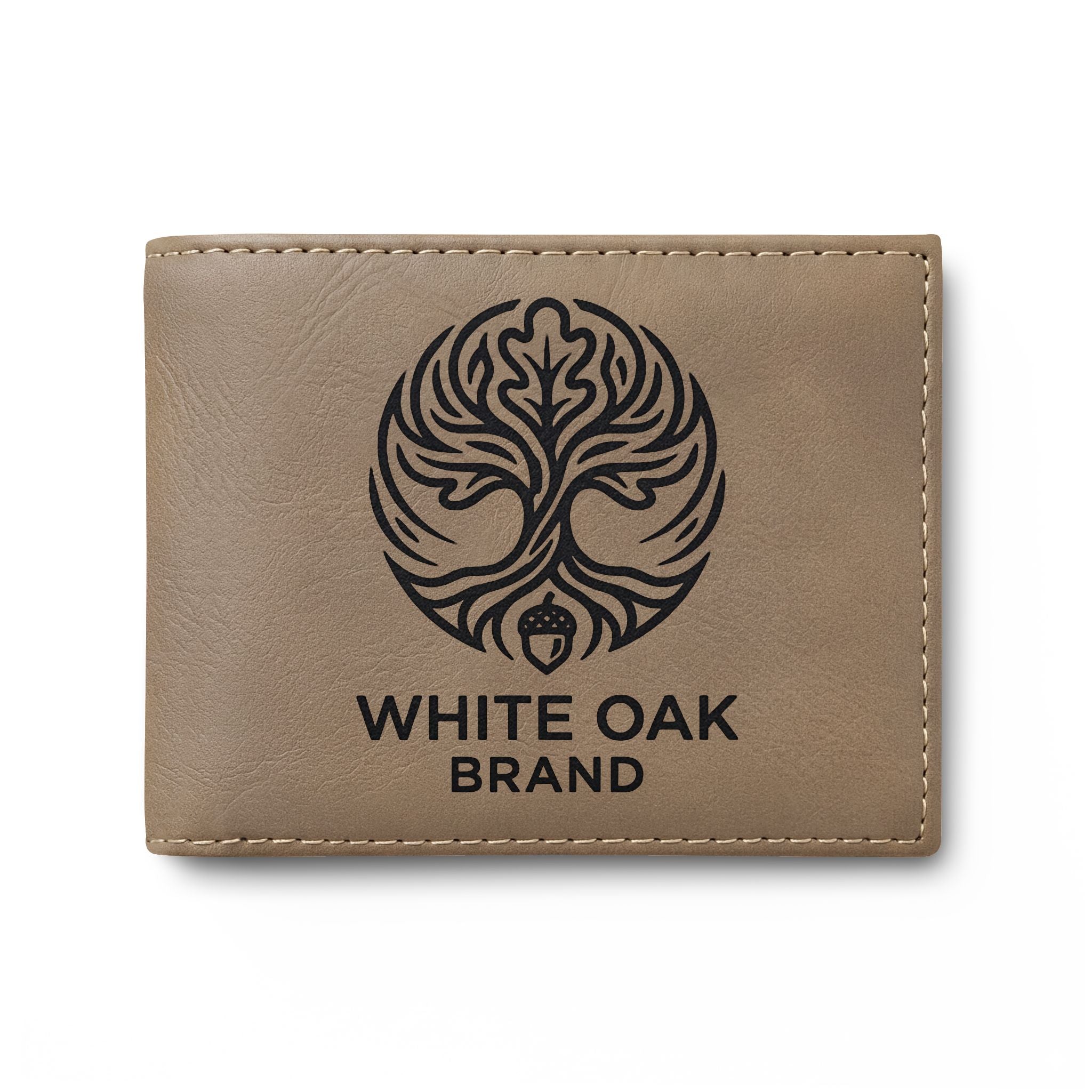 Leather Bi-Fold Wallet — White Oak Brand Tree Logo