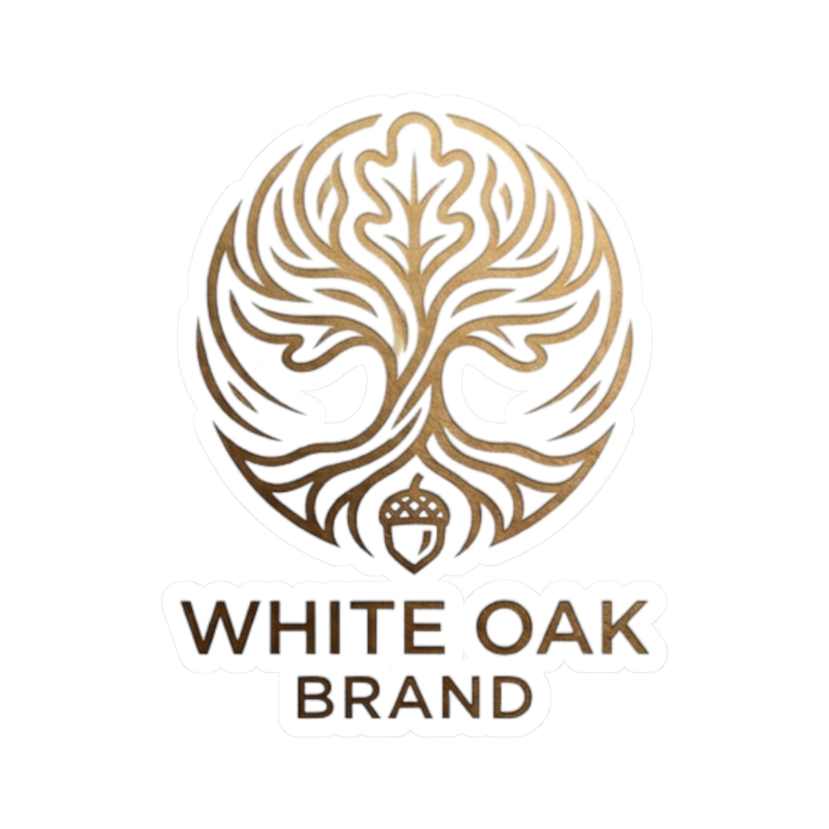 White Oak Brand Kiss-Cut Sticker — Gold Tree Logo Decal