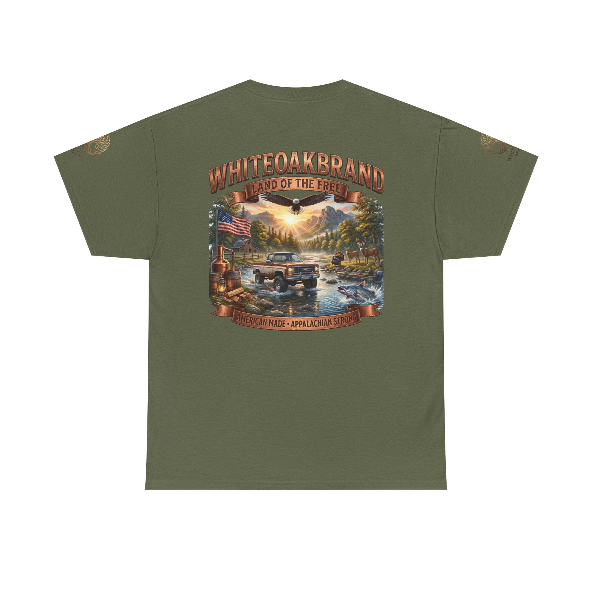 White Oak Brand 'Land of the Free' Graphic Tee — Patriotic Outdoorsman T-Shirt
