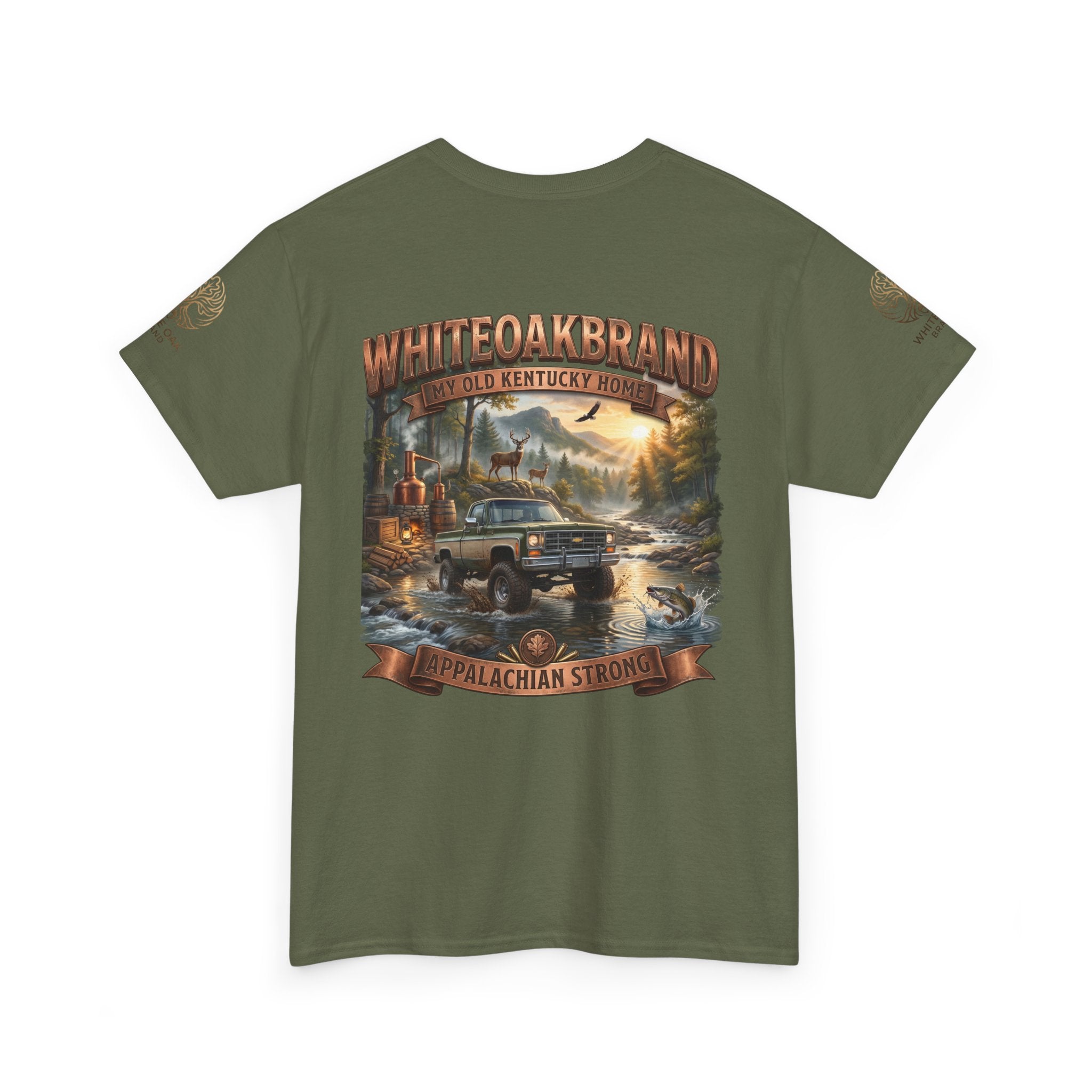 T-Shirt — White Oak Brand Appalachian Strength Graphic Tee (Truck, Mountains & River)