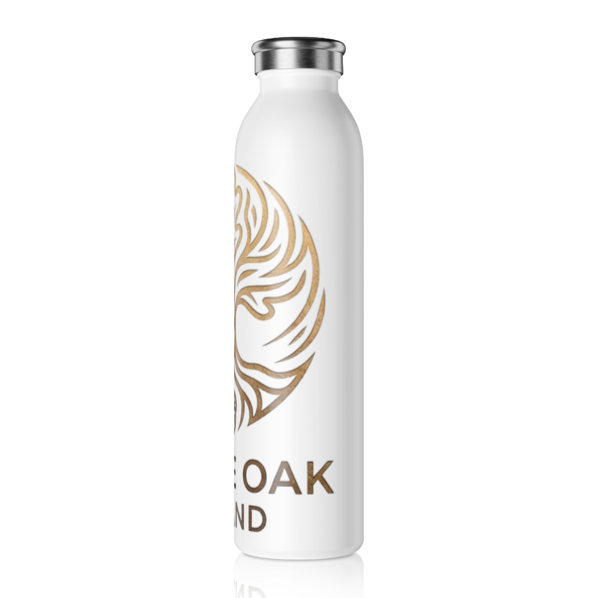 Slim Water Bottle — Elegant White Oak Logo Stainless Steel Insulated Bottle