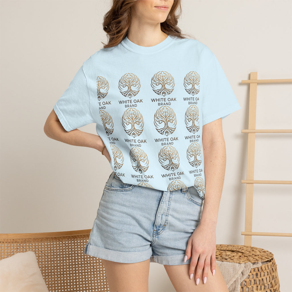 White Oak Brand Repeat Logo T-Shirt — Vintage Tree Skull Graphic Tee