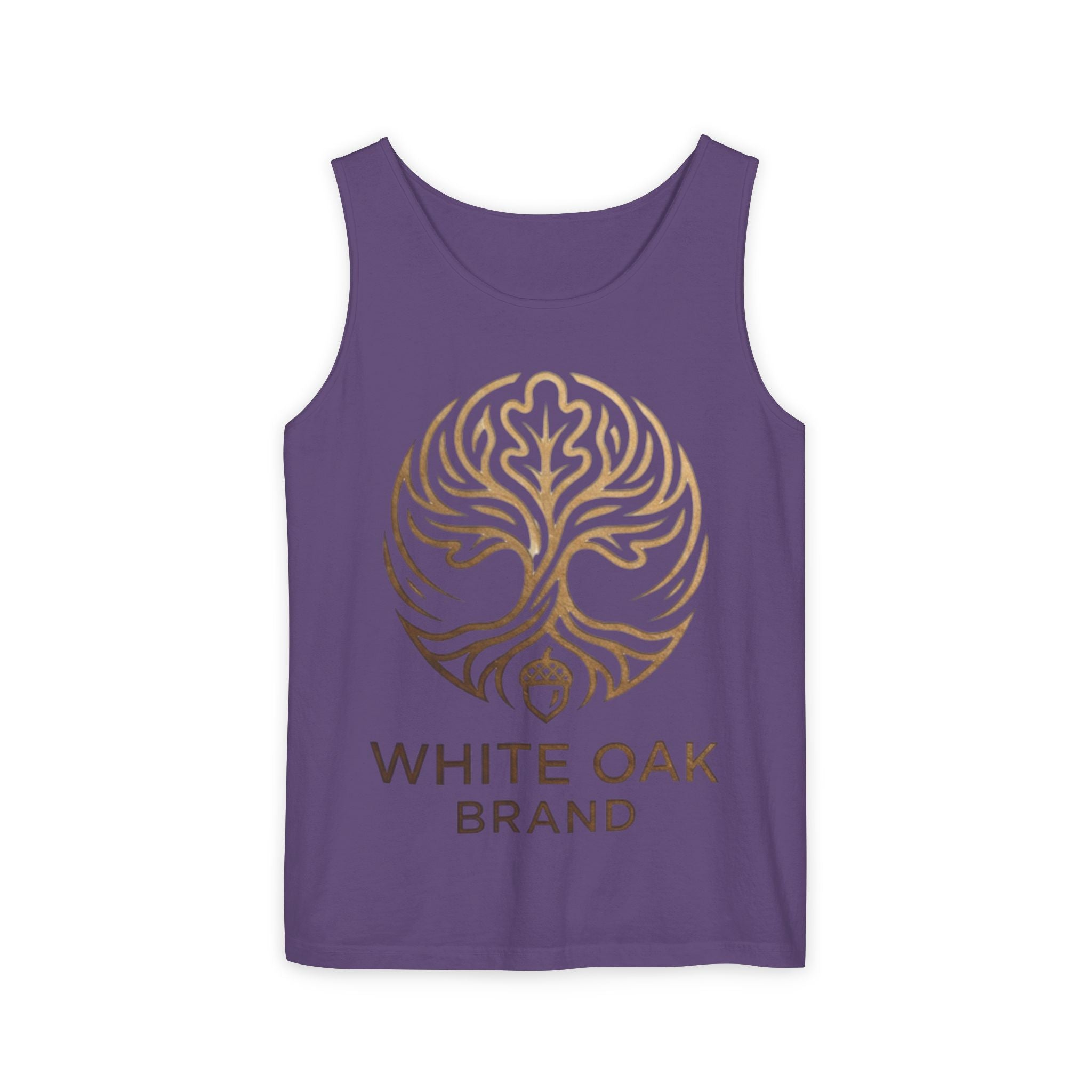 White Oak Brand Logo Tank Top — Minimal Tree Emblem Summer Tank