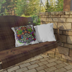 Higher Than Fame Outdoor Pillow — Bear on Money Graphic with "No Sleep Club"