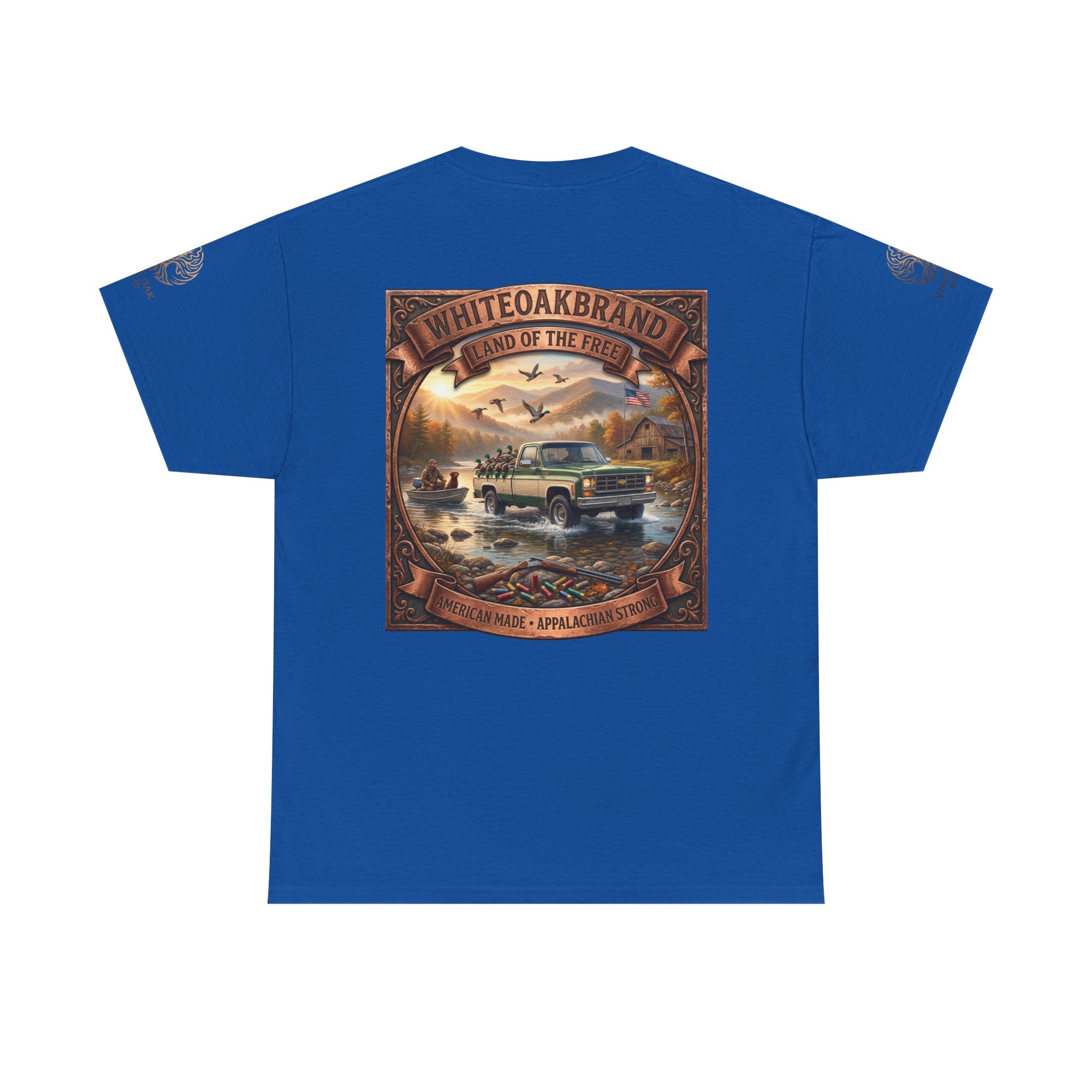 Vintage Outdoors Truck T‑Shirt — "White Oak Brand: Land of the Free" Graphic Tee