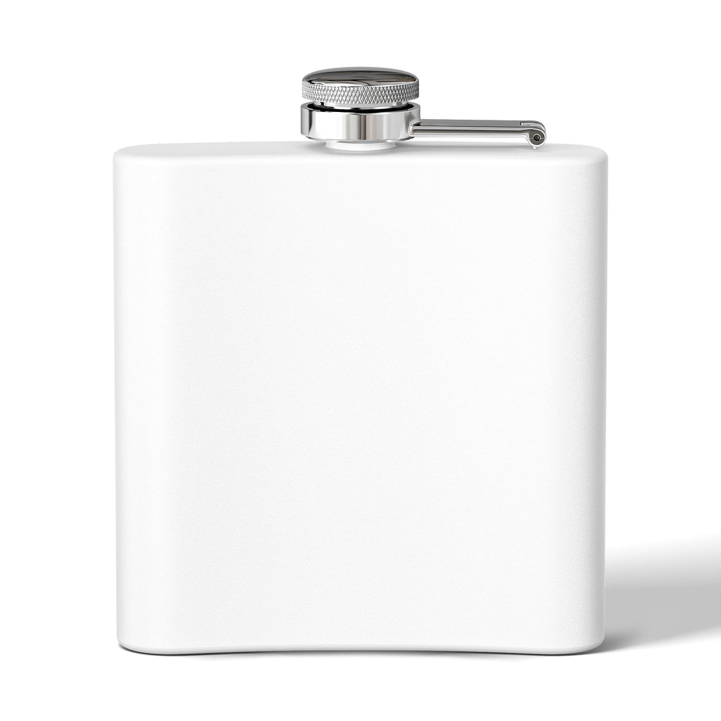 White Oak Brand 6oz Stainless Steel Flask — Engraved Oak Logo Hip Flask, Gift for Groomsmen & Outdoor Enthusiasts