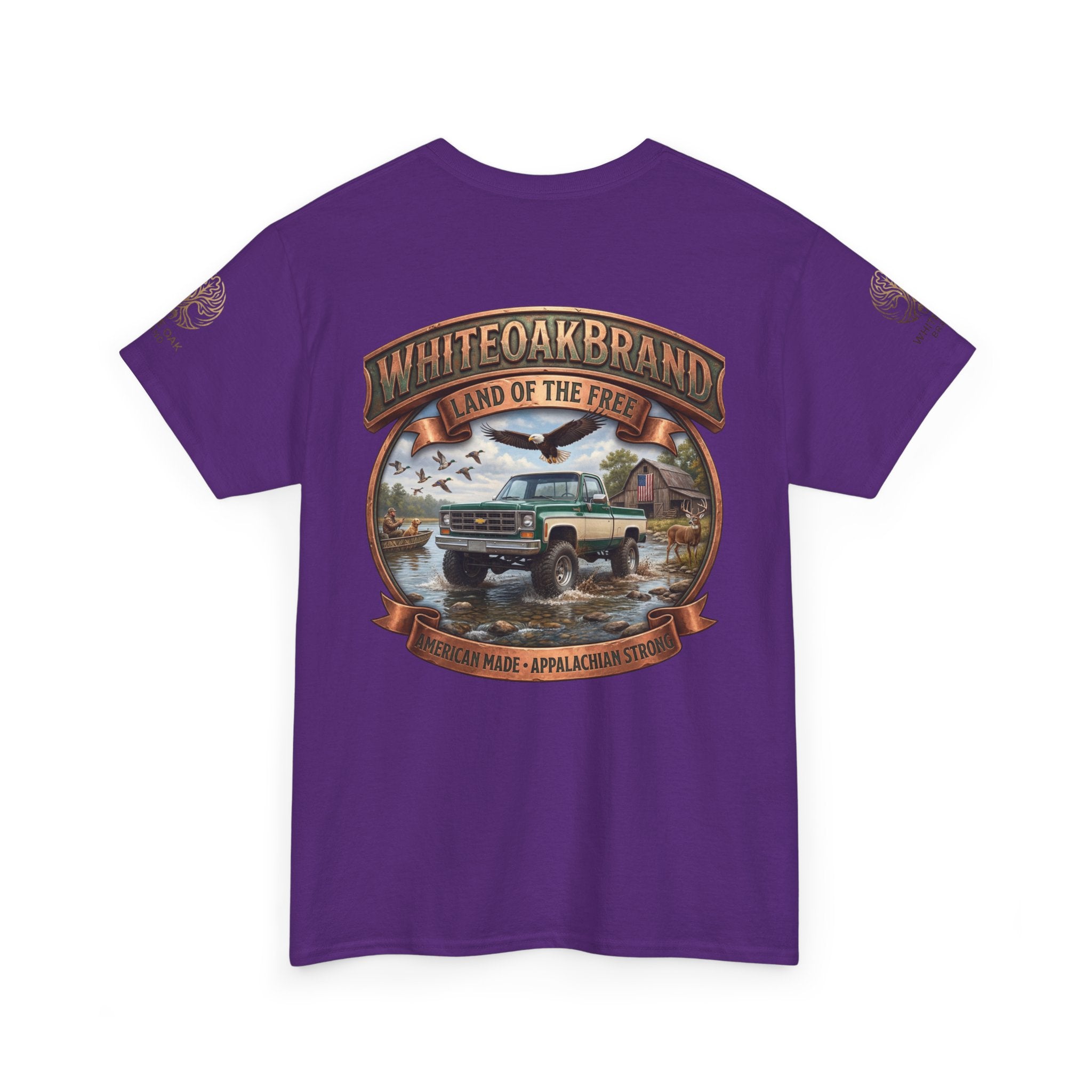 Vintage Truck Graphic Tee – WhiteOakBrand “Land of the Free” Cotton T-Shirt