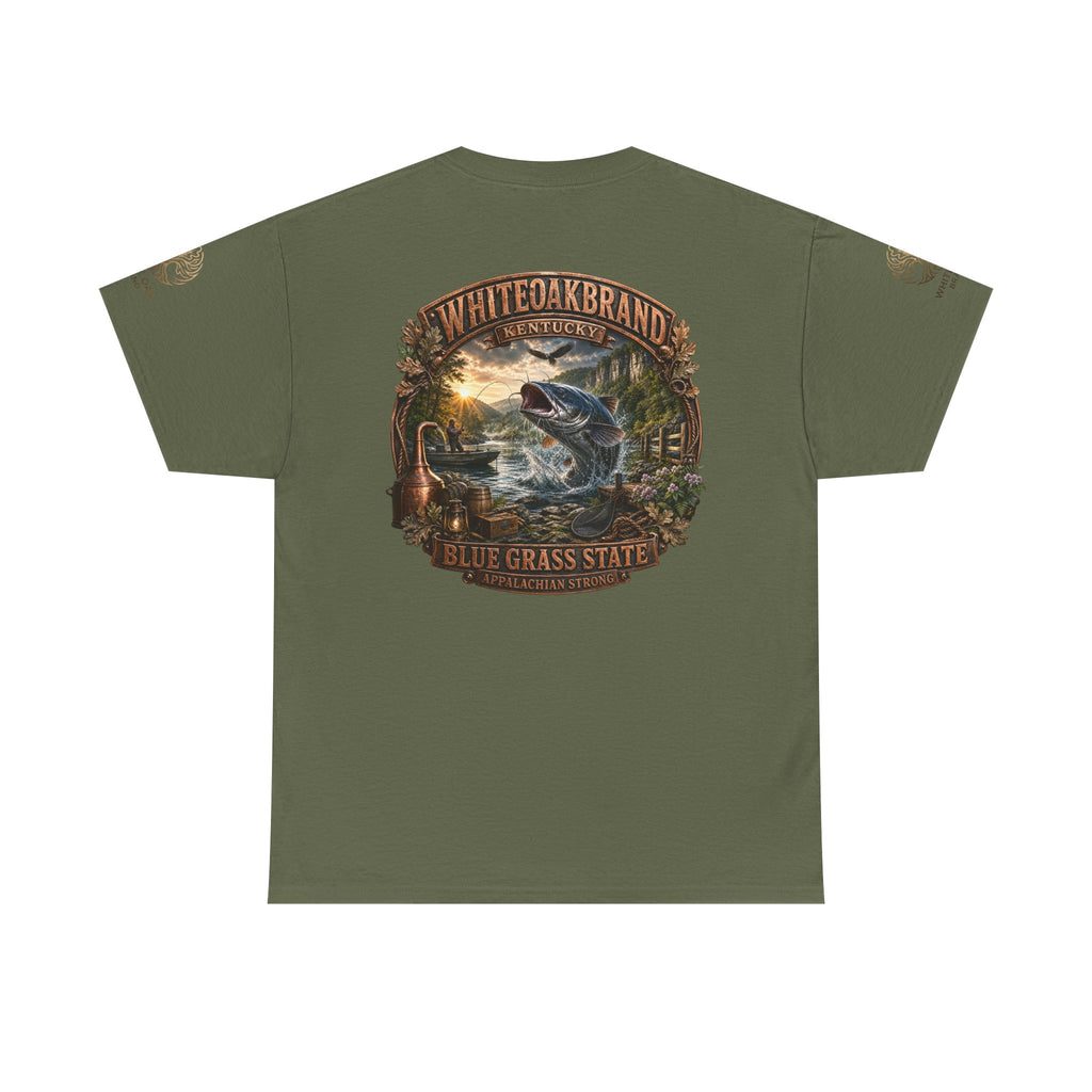 Fishing Graphic Tee — "White Oak Brand" Bluegrass State Catfish Shirt