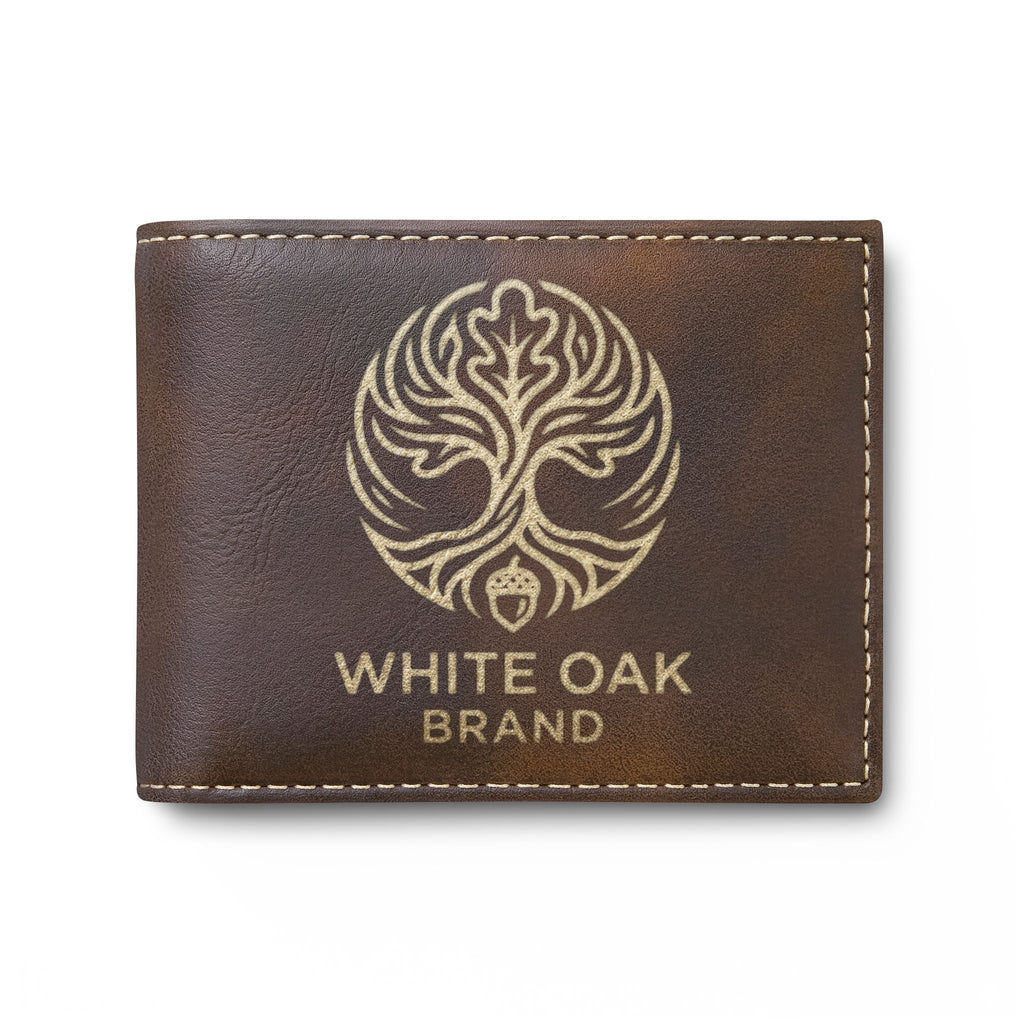 Leather Bi-Fold Wallet — White Oak Brand Tree Logo