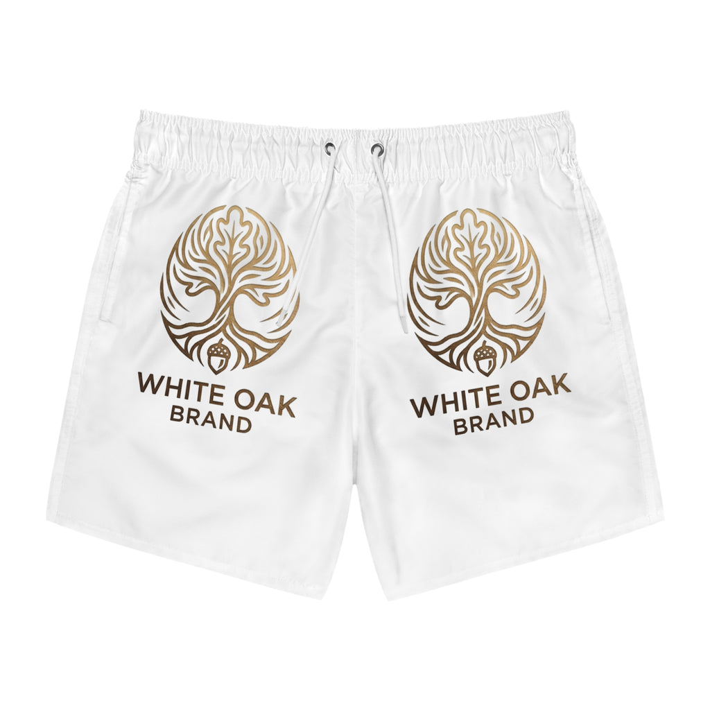White Oak Brand Swim Trunks – Beach Shorts with Gold Tree Logo