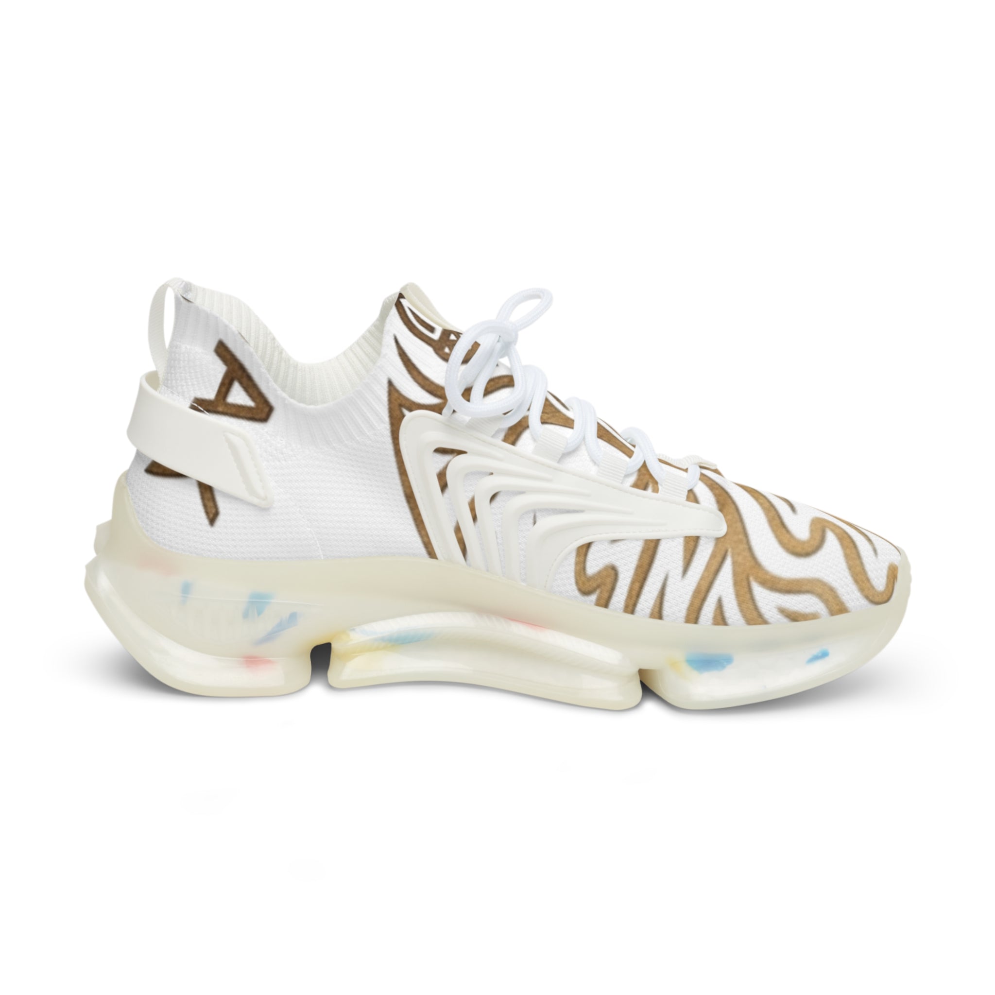 Men's Mesh Sneakers — Cream Zebra Print Athletic Shoes